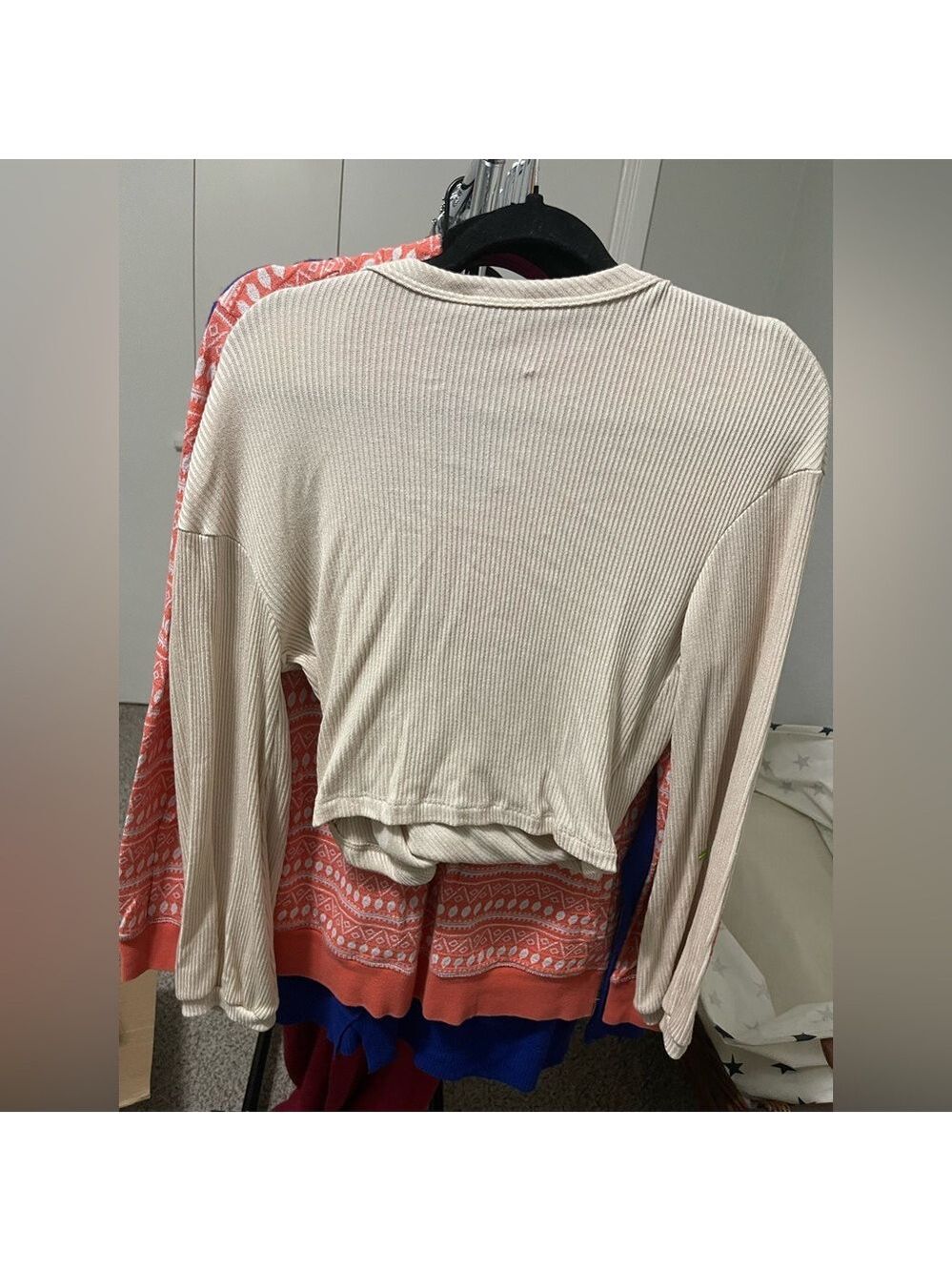 Dainty Hooligan Ribbed Cream Wrap Front Pullover - Picture 7 of 7